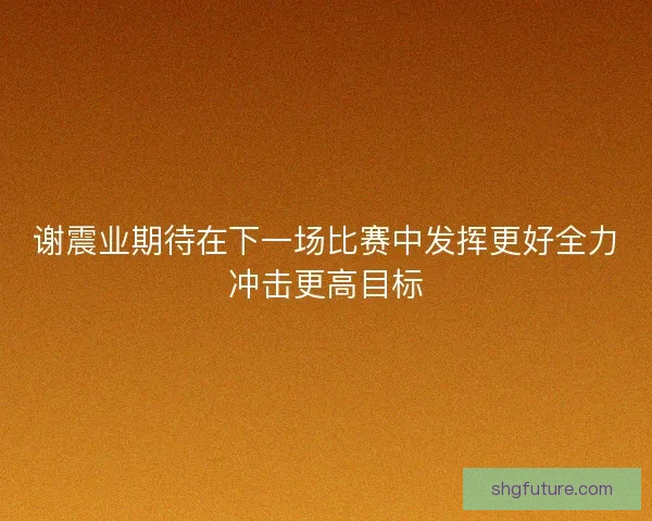 谢震业期待在下一场比赛中发挥更好全力冲击更高目标