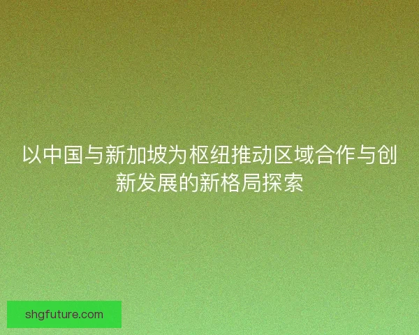 以中国与新加坡为枢纽推动区域合作与创新发展的新格局探索