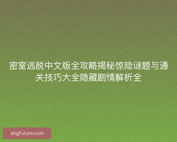 密室逃脱中文版全攻略揭秘惊险谜题与通关技巧大全隐藏剧情解析全
