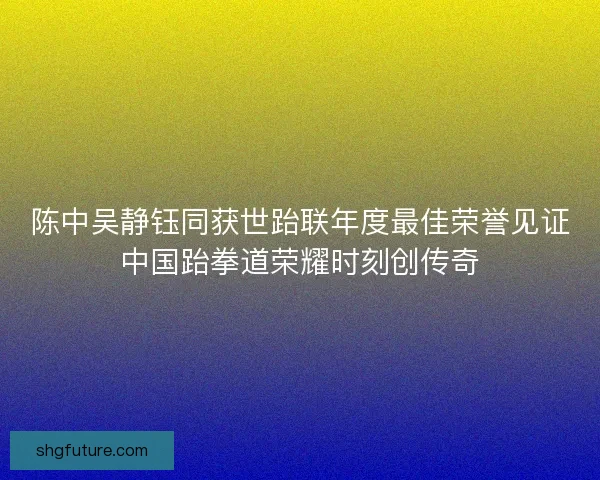 陈中吴静钰同获世跆联年度最佳荣誉见证中国跆拳道荣耀时刻创传奇